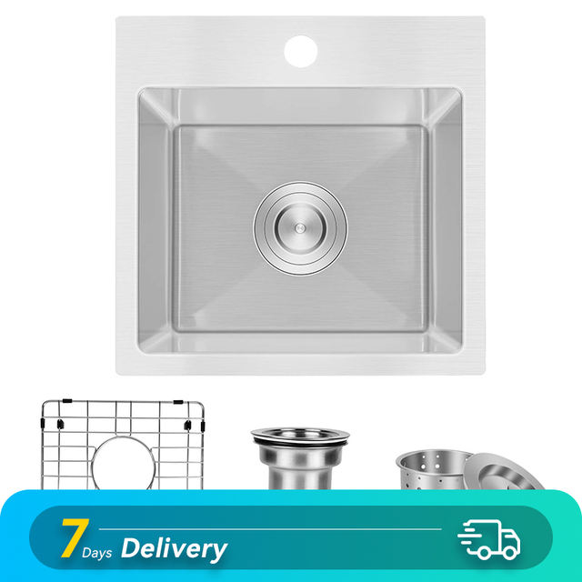 Simple Deluxe 15Inch TopMount Workstation Kitchen Sink, 16 Gauge