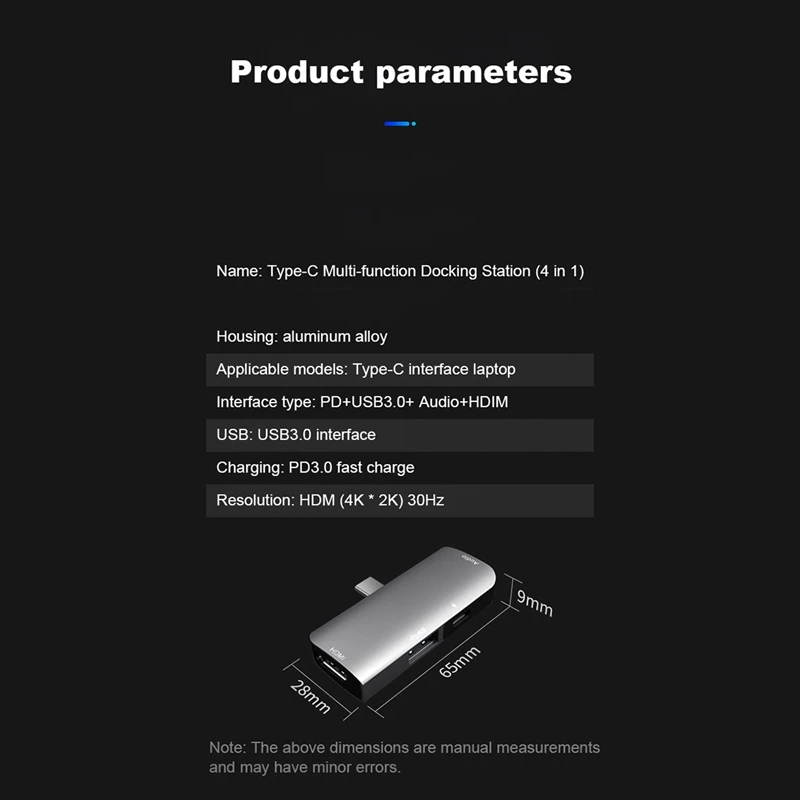 4 в 1 Тип C к HDMI PD док-станция PD Быстрая зарядка 4K HDMI аудио интерфейс
