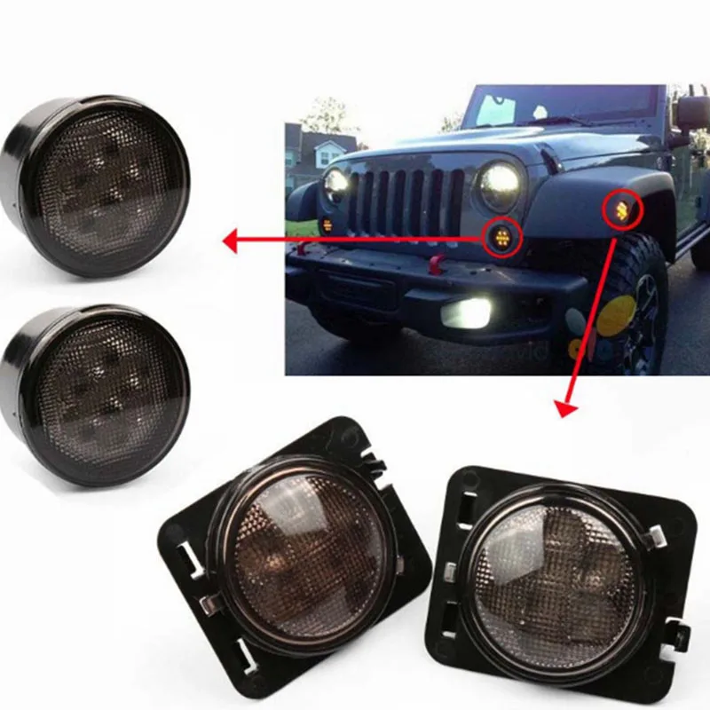 Светодиодный светильник переднего указателя поворота для Jeep Wrangler Jk 2007- Желтый Янтарный светильник КРЫЛО боковой светильник комбо объектив для Jeep Wrangler 550