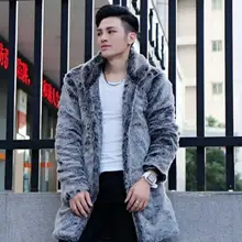 Осенняя кожаная куртка средней длины из искусственного меха норки, Мужская зимняя утолщенная теплая меховая кожаная куртка, мужские свободные куртки, модные B243