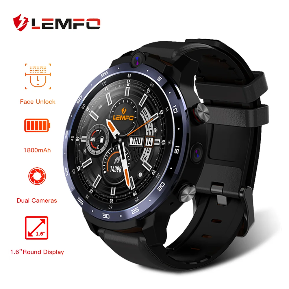Смарт-часы LEMFO LEM12 мужские с поддержкой 4G 1 6 дюйма GPS Wi-Fi 3 + 32 ГБ 400 мАч | Электроника