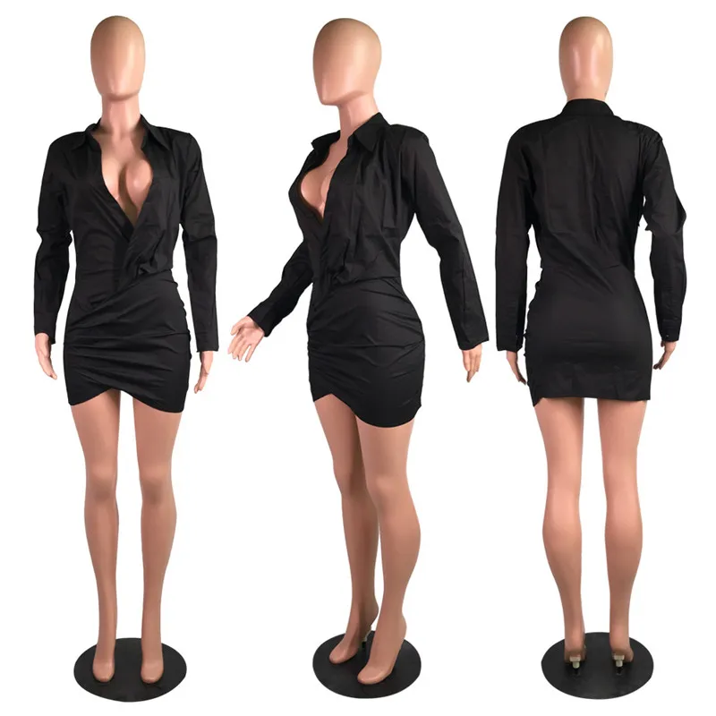 ANJAMANOR облегающее мини-платье с глубоким v-образным вырезом и длинным рукавом, осень, модное женское платье для вечеринок в ночном клубе, белое, черное, красное, D59-AC40