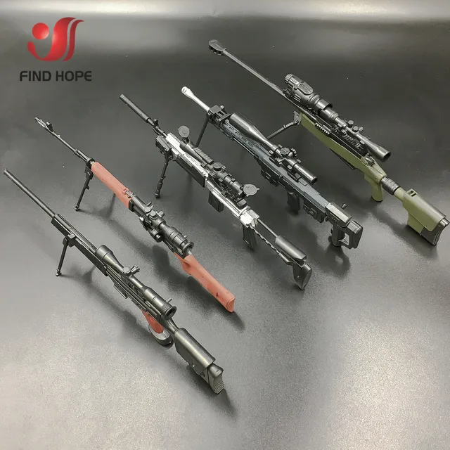 6Pcs/set 1/6 AWM MK14 DSR PSG-1 SVD TAC Sniper Rifle Weapon Assembly Toy Gun Model For Action Figure 1