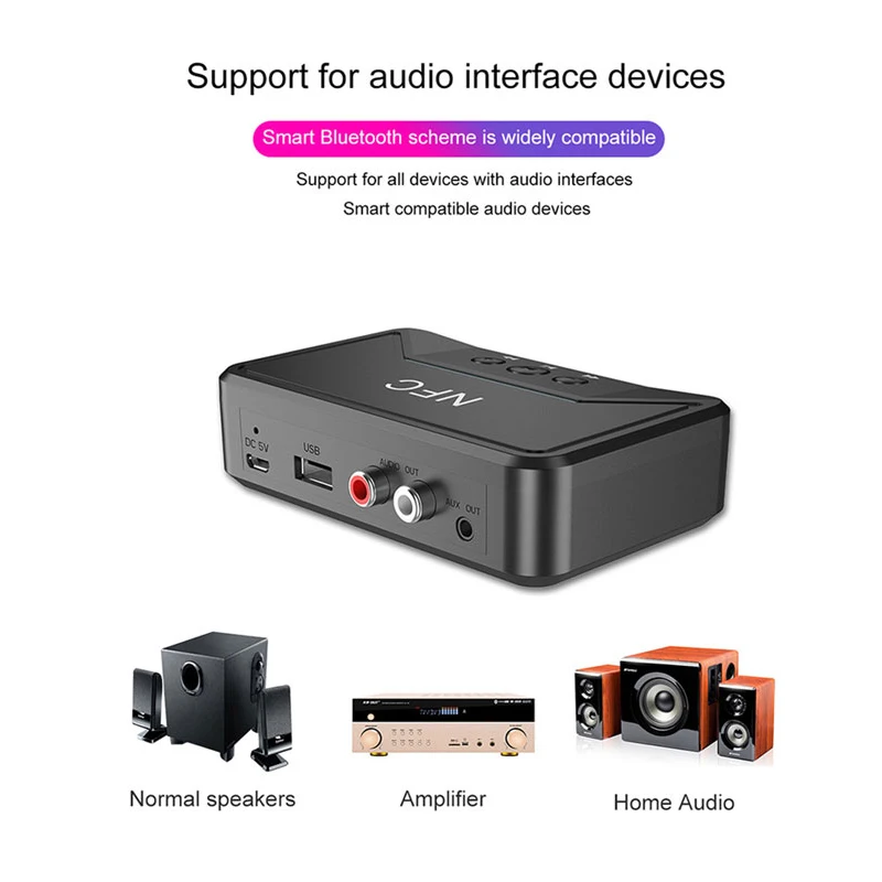 NFC receiver Bluetooth 5 0 Wireless Smart NFC Adapter HiFi Stereo Audio RCA 3 5mm Jack AUX Dongle for home CAR speaker Headphone