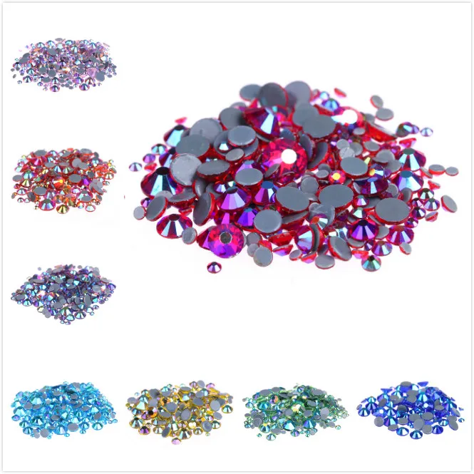 

Multi-color AB Top Quality Crystal Glass Super Bright Hot Fix Rhinestone Strass Hotfix Iron On Rhinestones for Fabric Garment