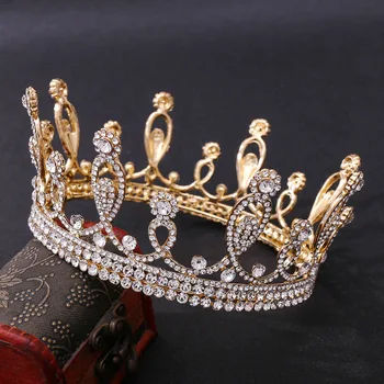 

New Bridal Headdress Crown Rhinestone Round Princess Crown Birthday Wedding Headdress Hair Accessories For Women Tiaras Noiva
