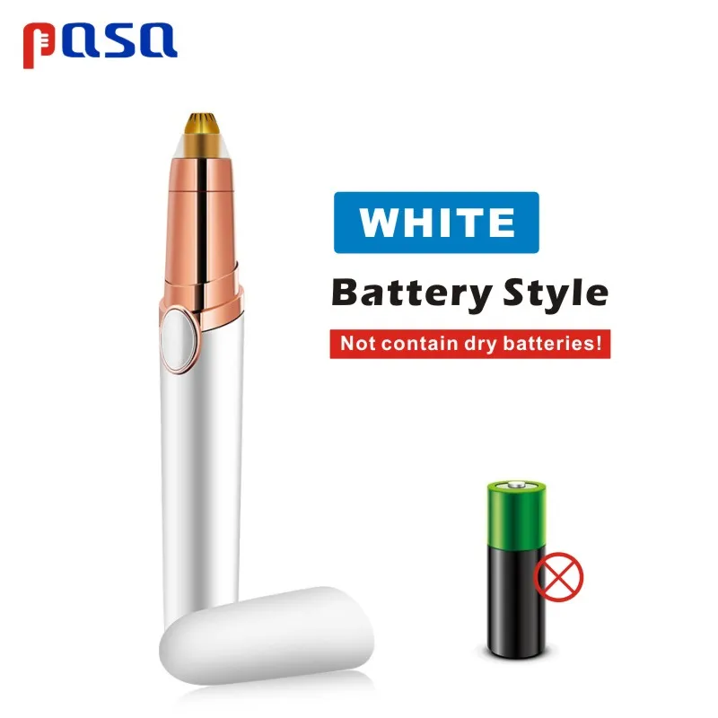 AA battery(White) Мини электрический бровей Триммер, для удаления волос, устойчивые к воде, ручка не вызывает болезненных ощущений губная помада Эпилятор мгновенный безболезненный Портативный эпилятор - Цвет: AA battery(White)