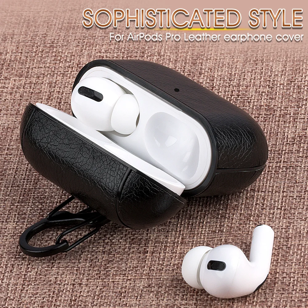 PU Leather Case for Airpods Pro Luxury Protective Cover with Anti-lost Buckle for AirPods 3 2 1 Pro 3 2 Headphone Earpods