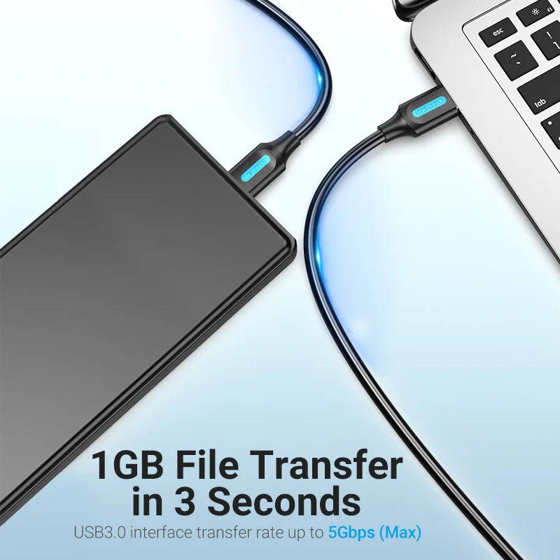 High-Speed USB Micro B to Type A Data Transfer and Fast Charging Cable