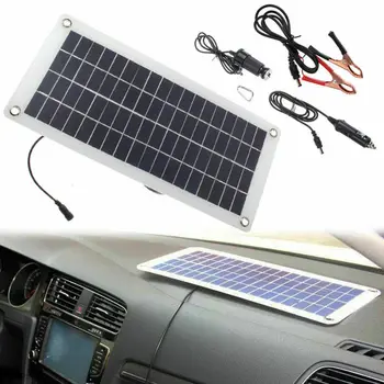 

20W 12V Solar Panel Portable Semi Flexible Solar Cell 5V USB for Battery Charger Camping RV Boat Caravans DIY Clips Outdoor