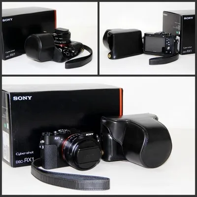 Кожаный чехол для фото камеры, сумка для тела, коробка, нижняя крышка для SONY RX1R RX1, открытая батарея, дизайн, защитный рукав - Цвет: Черный