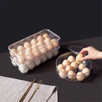 

Transparent Durable Storage Case Stackable Egg Storage Box With Cover Ventilated And Breathable For Placing Refrigerator