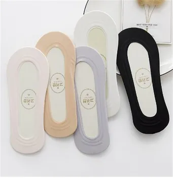 

5pairs=10pcs Summer Thin Socks Women Shallow Mouth Socks Black Non-slip Silicone Invisible Socks Cardboard Packa Dropshipping