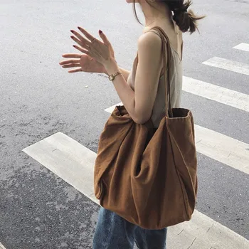 

Canvas Handbag Simple Design Cotton Fabric Big Capacity Tote Bag for Women Men Reusable Shopping Bag Shopper