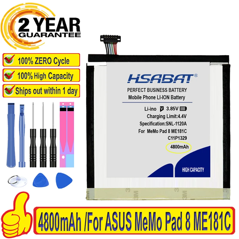 HSABAT топ 100% Новый 4800 мАч C11P1329 батарея для ASUS MeMo Pad 8 ME181C ME181CX батареи | Мобильные