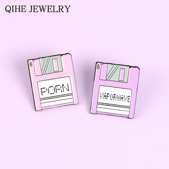 

Pink Memory card Enamel Pin Hard disk Secret File Record Brooches Cartoon Badges Lapel pins Bag Clothes Decoration Jewelry