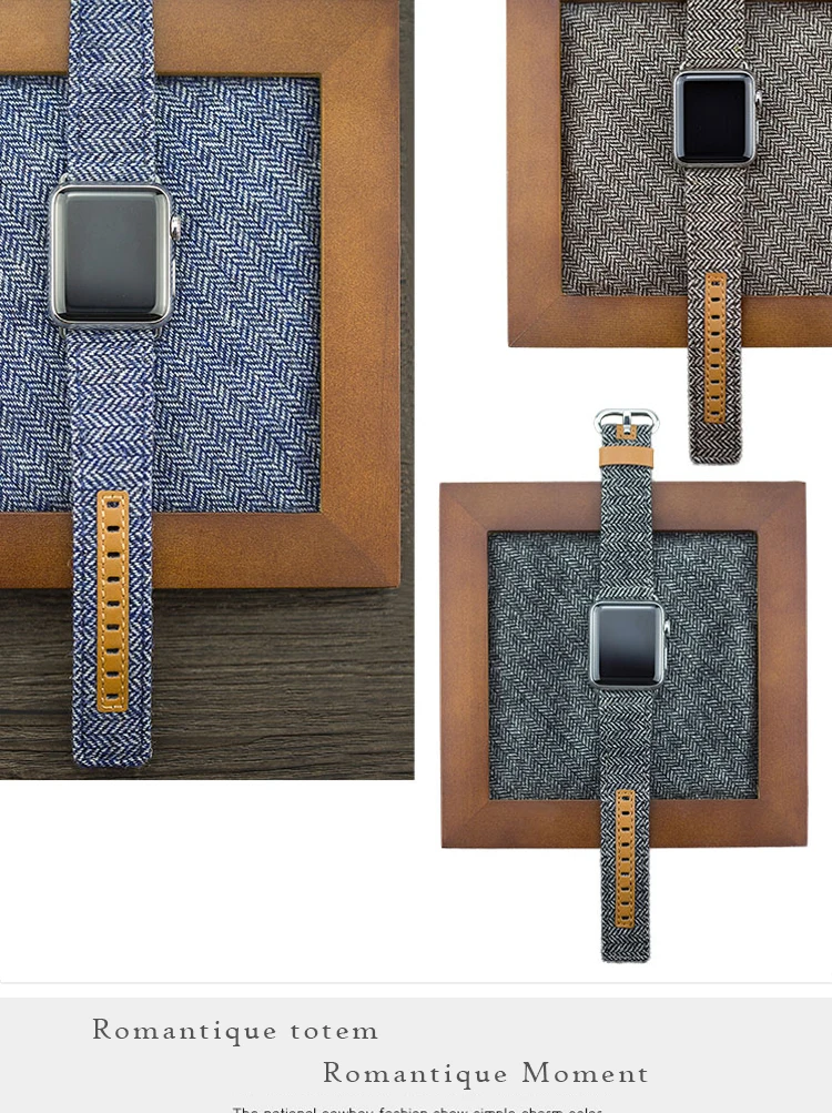 Спортивный ремешок из джинсовой ткани с петлей для Apple Watch band 4, 44 мм, 40 мм, подлинный кожаный браслет для iWatch series 3, 2, 1, 38 мм, 42 мм