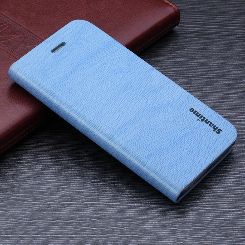 Чехол с текстурой древесины из искусственной кожи чехол для Vivo Y11 флип-чехол для Vivo Y11 бизнес-чехол для телефона мягкий силиконовый чехол - Цвет: Light blue