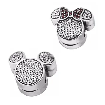 

2 Types Paved Stones Mouse Clip Beads for Silver 925 Original Charms Bracelets Women DIY Crystal Charm Beads for Jewelry Making
