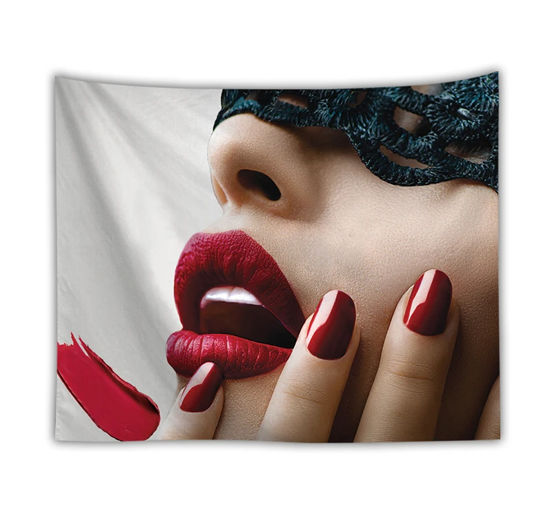 

Lipstick Cosmetic Girl Tapestry Wall Hanging Aesthetic Trippy Hippie Tapestries Beach Towel Shawl Throw Sheet Home Room Decor