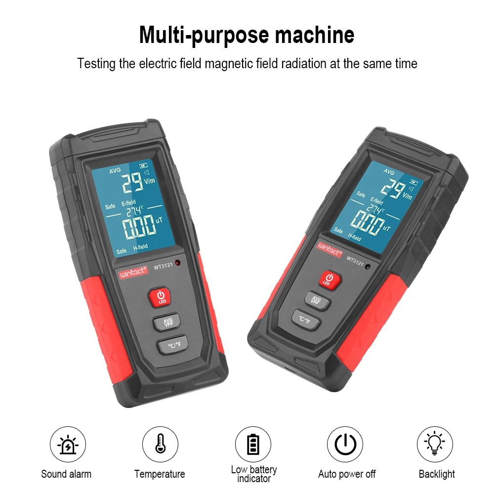 RZ Electromagnetic Field Radiation Detector Tester EMF Meter Portable Indicator Buzzer alarm magnetic Radiation survey meter