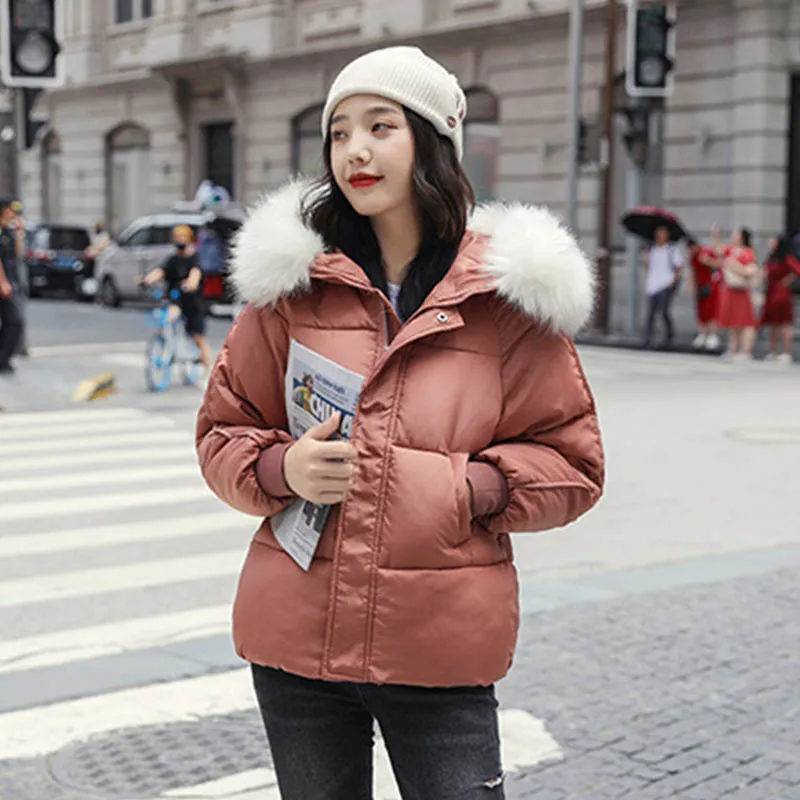 WXWT Winter Coats parkas winter new women's fashion large fur collar hooded thick cotton down jacket Russian winter coat