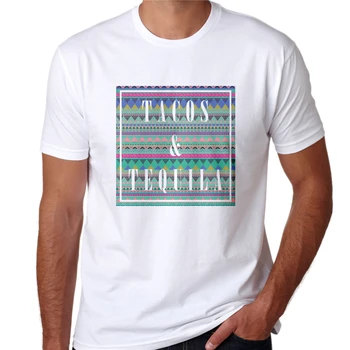 

Tacos & Tequila Mexican Style Aztec Print Fun Fashion Drink Tops Tee T Shirt T-Shirt vintage graphic