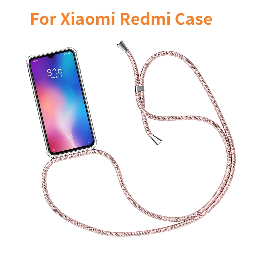 Strap Cord Chain Phone Case for Xiaomi Redmi Note 9S 9 9A 9C 8 8T 7 Pro MAX Cover Lanyard Carry hang For MI Note 10 9 Lite Pro