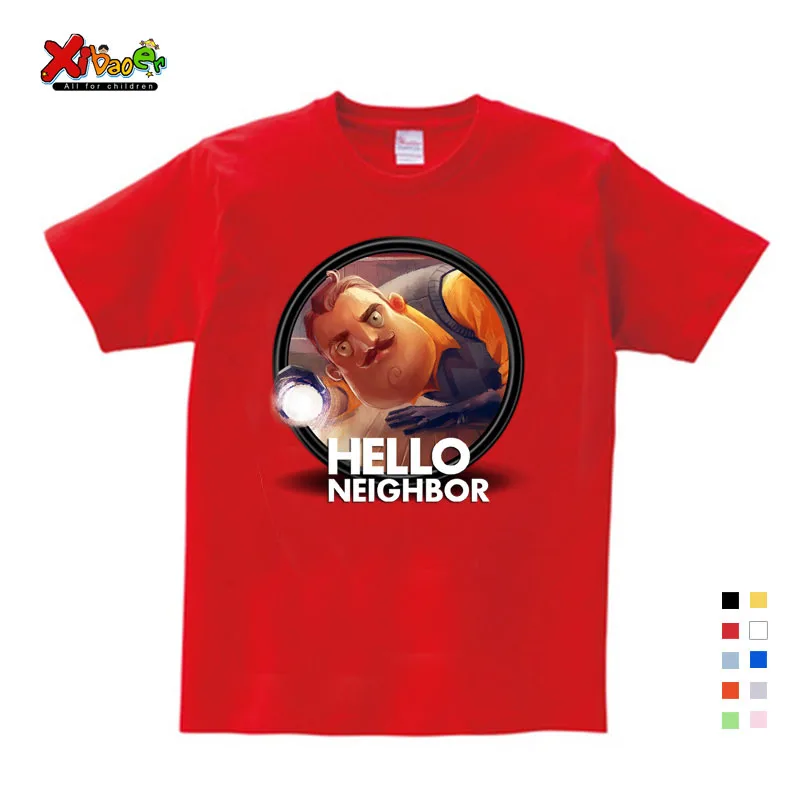 Г. От 2 до 12 лет толстовки с капюшоном «Hello neighor» из маленького хлопка детские рубашки для мальчиков, рубашка подростковая одежда для девочек, толстовки и свитера От 2 до 8 лет - Цвет: T-shirt