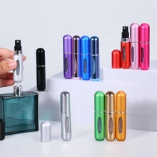 Recipiente líquido portátil do atomizador do perfume 5ml para os cosméticos mini garrafa vazia de alumínio do pulverizador alcochol recarregáveis para viajar