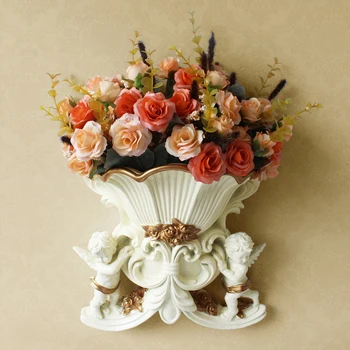 

Resin Art Vases Home Decorative European Style Creative Hanging Wall Vase Wedding Home Decoration Living Room Table Flower Vase