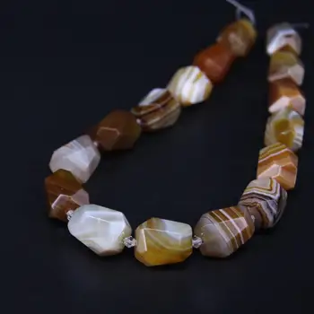 

14-17x19-20mm Natural Brown Stripe Agates Faceted Nugget Slab Nugget Gems Stone Lace Loose Beads 15"