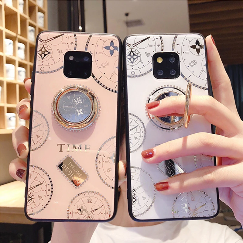 Чехол для часов с кристаллами для samsung Galaxy Note 10 Plus, 9, 8, S8, S9, S10 Plus, S7 Edge, силиконовый держатель для пальцев, блестящая крышка с ремешком