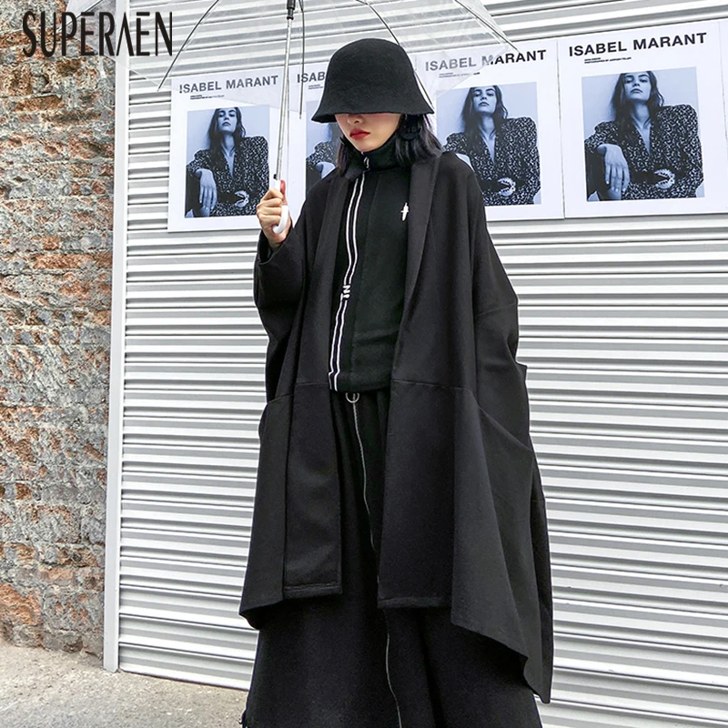 

SuperAen Europe Trench Coat for Women Pluz Size 2020 Spring New Ladies Windbreaker Solid Color Cotton Women Clothing