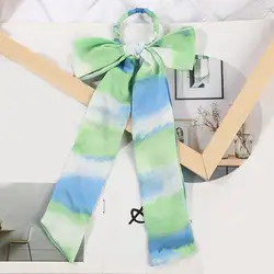 1 шт. с бантом стримеры резинки для волос Tie-Dye градиентный цвет модные милые конский хвост аксессуары для волос, резинки головные уборы