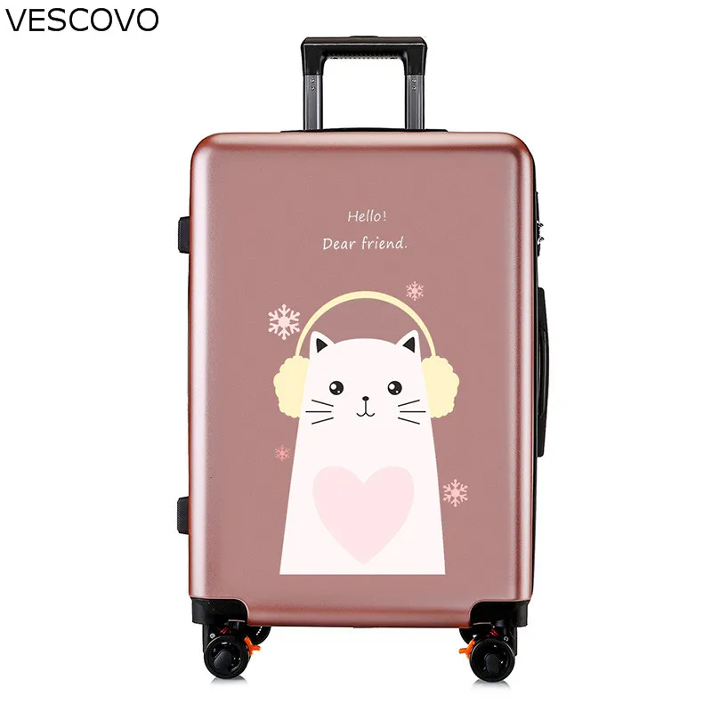 Vescovo 2" 22" 2" дюймовый чемодан с колесиками для девочек, багаж на колёсиках, Женский каюта чемодан, мультяшная сумка на колесиках