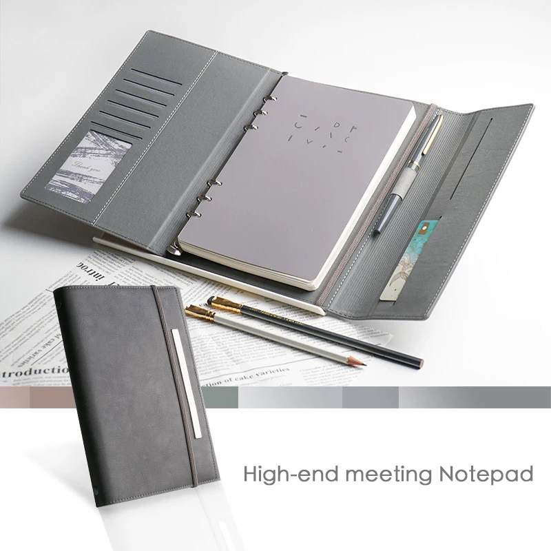 

A5 Bandage Metal sheets Custom LOGO 6 Hole Spiral Notebook Light luxury office Business High-grade Loose Leaf Binder Diary Gift