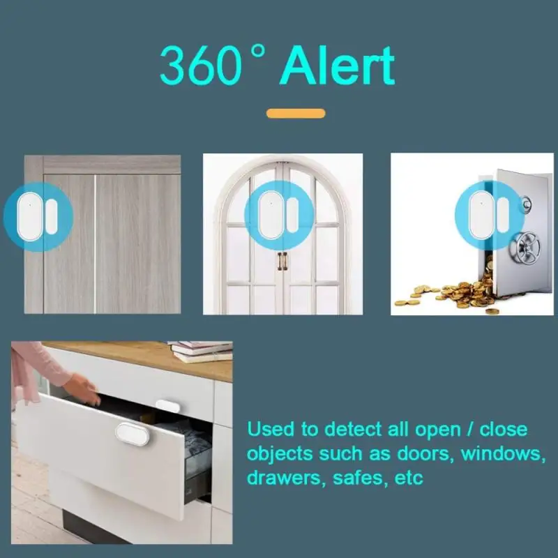 Detectores de Alarme Compatível com Alexa Zigbee Tuya Inteligente Wifi Porta Sensor Aberto - Fechado wi fi Casa Google App 10 Sensor e detector
