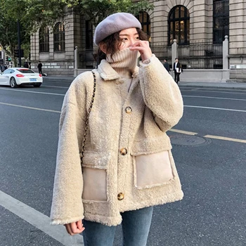 

Women's Fur Coat 2020 New Korean Coat Loose Wild Lambskin Short Overcoat Faux Fur Coat Plus Size Coat Women Winter Woman Coats