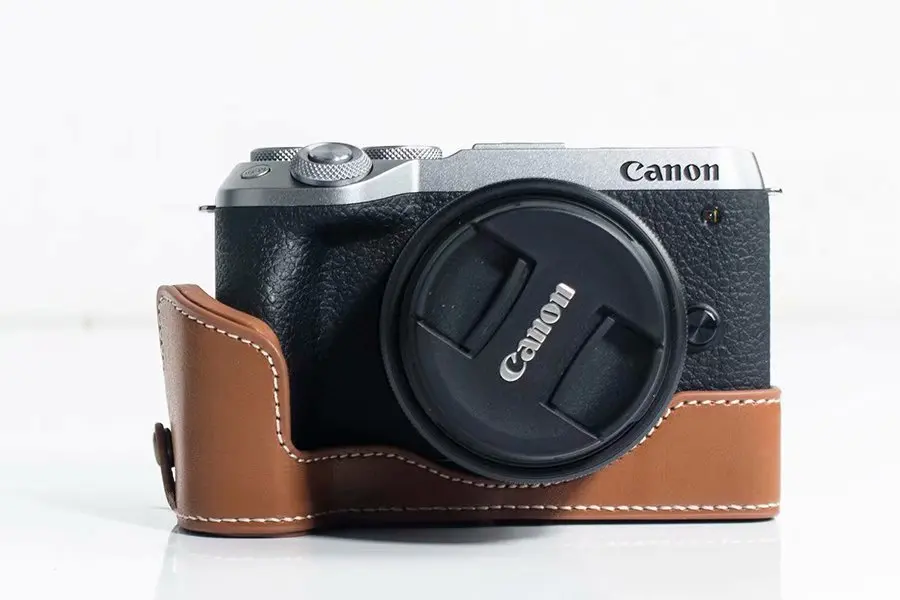 Pu Leather Case Bottom Opening Version Protective Half Body Cover Base For Canon EOSM6 EOSM6II M6 M6II Digital Camera