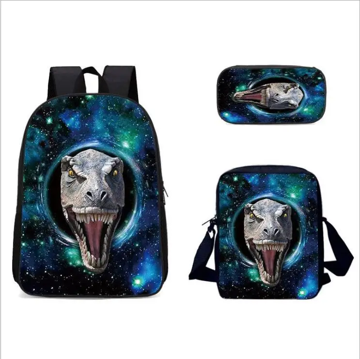 

3Pcs/Set Printing 3D Animal Jurassic Park Dinosaur Kids Shoulder Backpack for Children School Bags for Boys Bookbag Student Bag