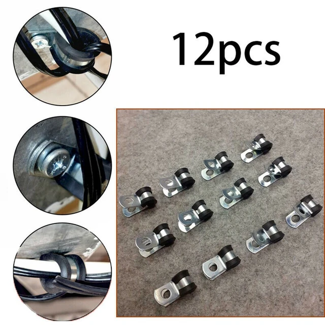 Clips de tuyau de frein de voiture, pinces en P doublées de caoutchouc,  tuyaux de carburant automatique, colliers de tube d'air, 8mm, 5/16 po, 12  pièces - AliExpress