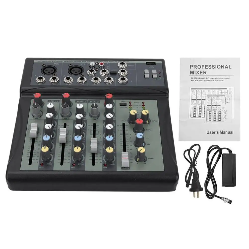 Профессиональный KY-4S DJ микшер 4 канала BT звук микшерный пульт с USB MP3