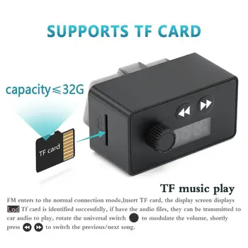 

OBD2 Bluetooth Auto Scanner OBD Music Player 2 In 1 FM Transmitter Bluetooth Mp3 Player TF Card With Remote Control For Car
