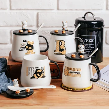 

Creative Cartoon Ceramic Water Cup Simple Mug Cute Large Capacity Cup Coffee Cup Office Drinking Cup Coffee Mugs Stainless Steel