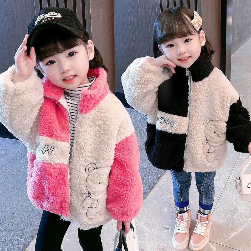 

Girls Kids Coat Jacket Outwear 2021 Cheap Warm Plus Thicken Velvet Winter Top Cotton School Overcoat Children's Clothing