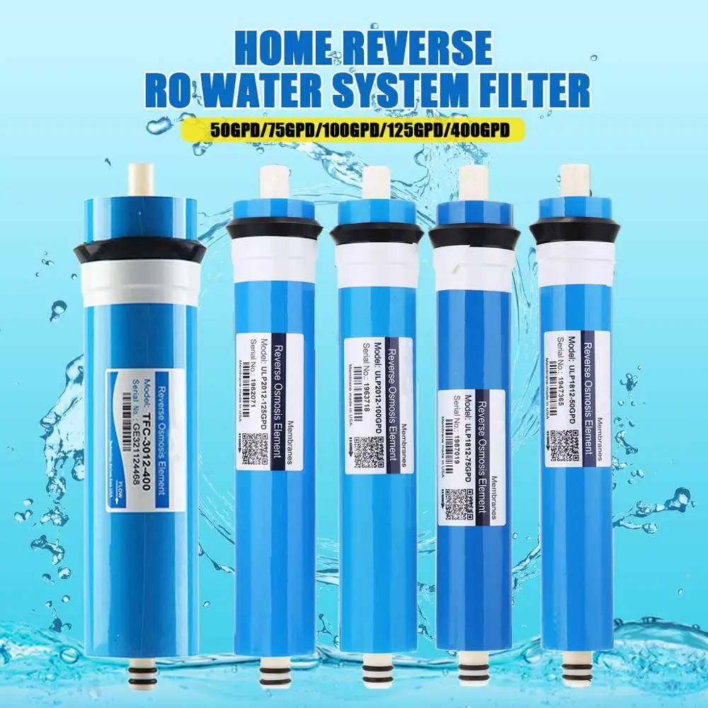 

50/75/100/125/400GPD Home Kitchen Reverse Osmosis RO Membrane Replacement Water System Filter Water Purifier Drinking Treatment