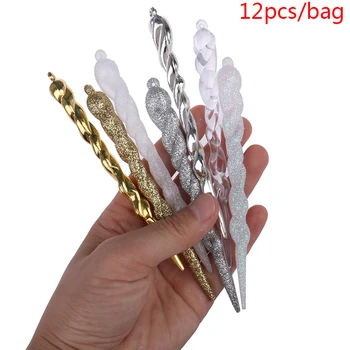 

12pcs/set Christmas Decoration Simulation Ice Xmas Tree Hanging Ornament Props Tree Decorations Winter Party