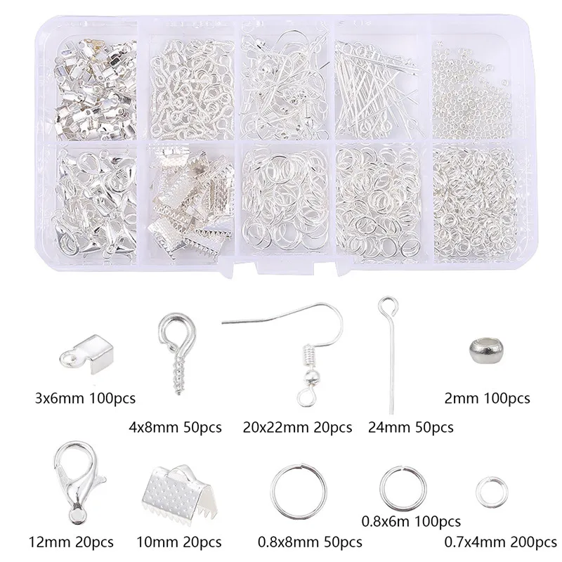 Jewelry Making Kit DIY Earrings Materials Repair Tool Open Jump  Ring/Lobster Clasp/Tail Chain/Clip Buckle/Earring Hooks Set