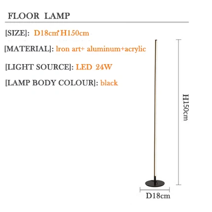 floor lamp 24w Современный светодиодный настенный светильник длинный подвесной светильник s простой скандинавский гостиной диван задний настенный светильник прикроватный Торшер для спальни - Цвет абажура: floor lamp 24w